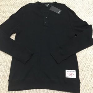 True Religion Charcoal Long Sleeve Henley Shirt